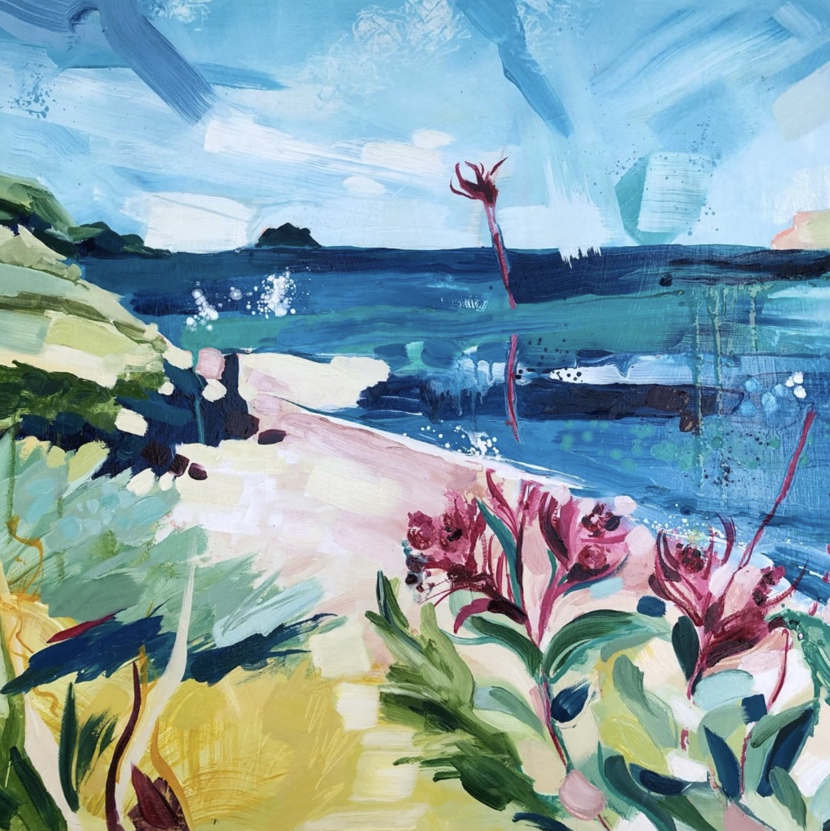 slideInLeft-scroll original seascape painting by artist Annabel Hill