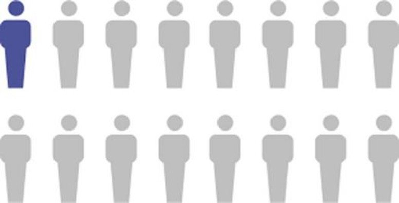 A stylized graphic showing one blue figure among multiple gray figures, representing diversity or ranking.