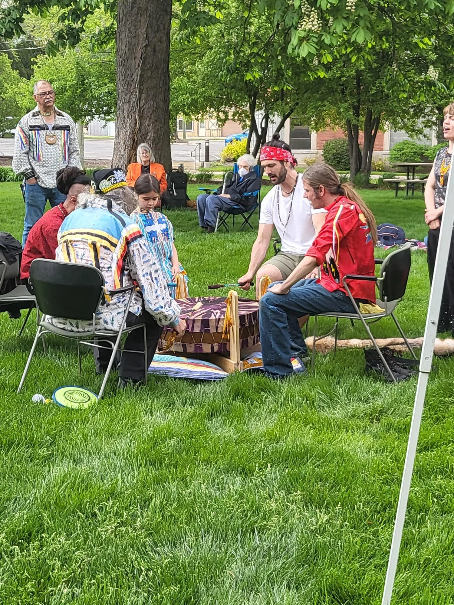A drum group often accompanies our dancers during events.