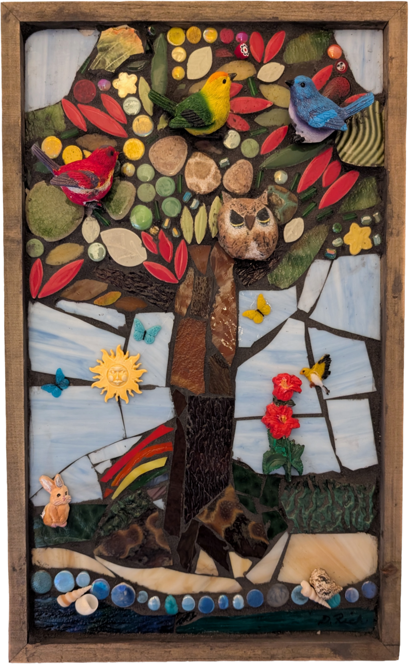 Vibrant Mosaic Tree Wall Art