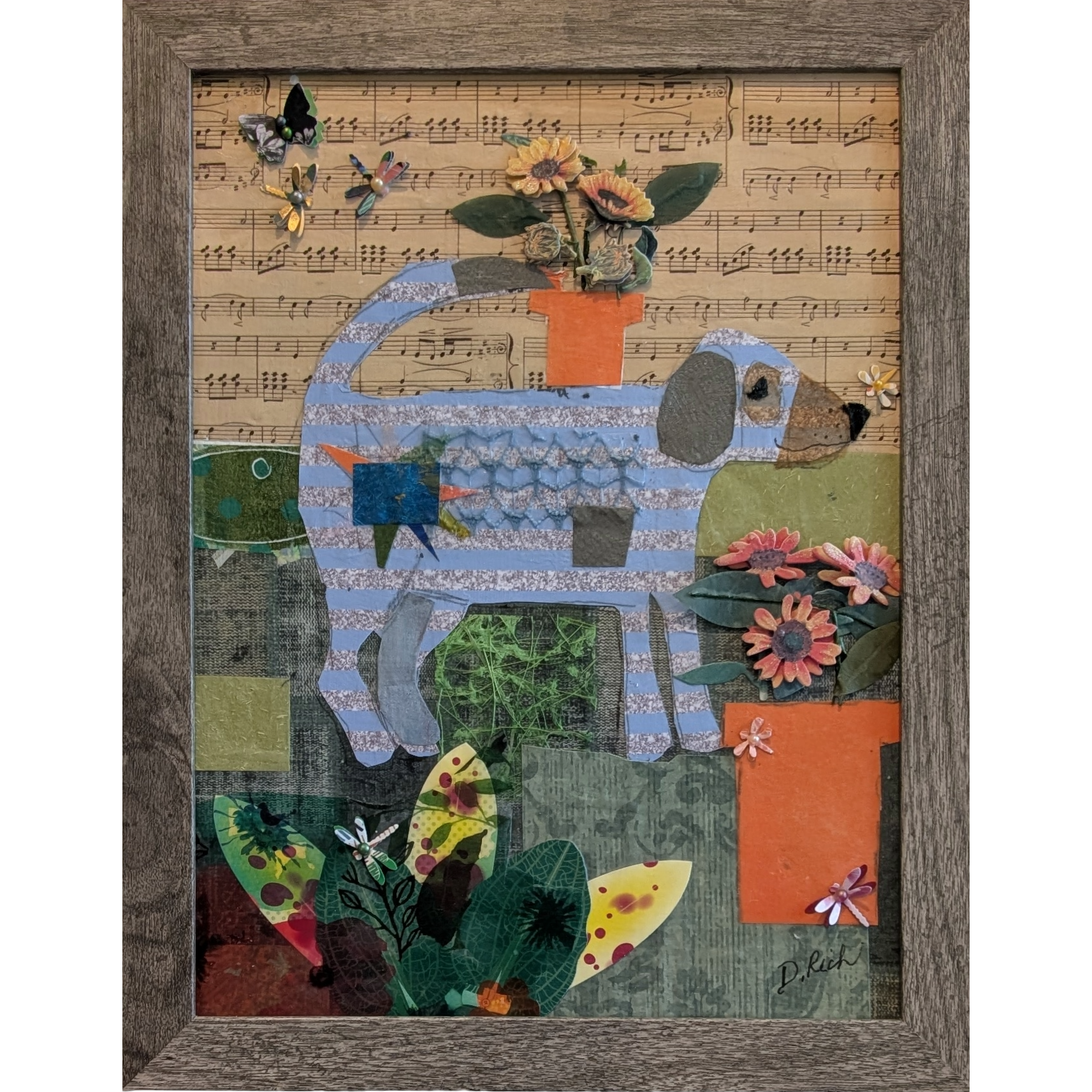 Whimsical Dog and Music Collage