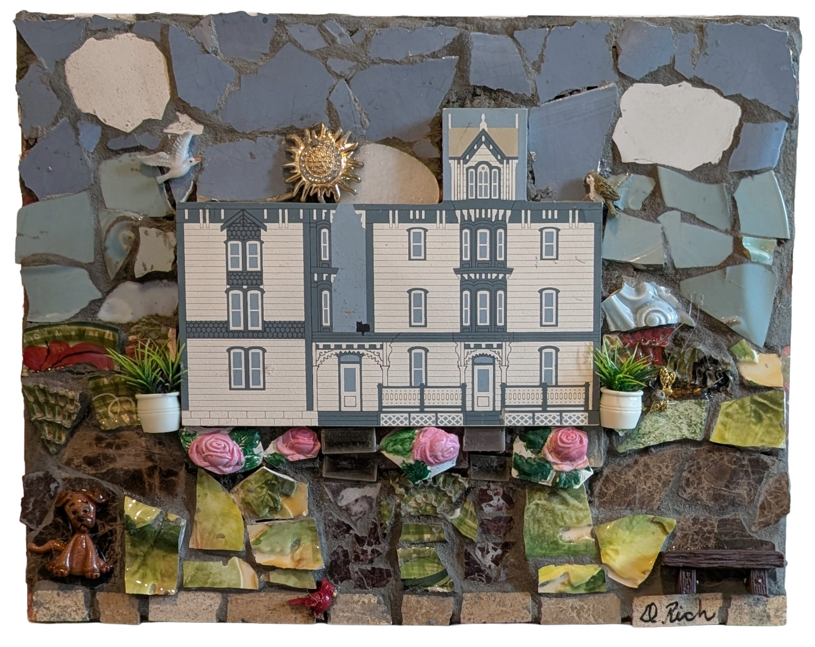 Home Dog and Roses Mosaic Delight