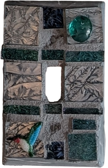 Handcrafted single toggle mosaic light switch plate with colorful tile design - single toggle