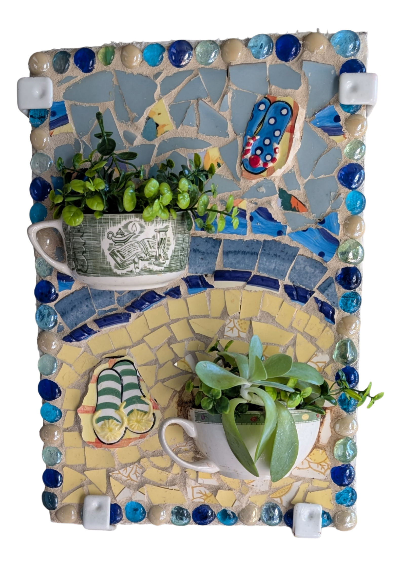 Cup of Flowers and Sandals Mosaic Wall Art