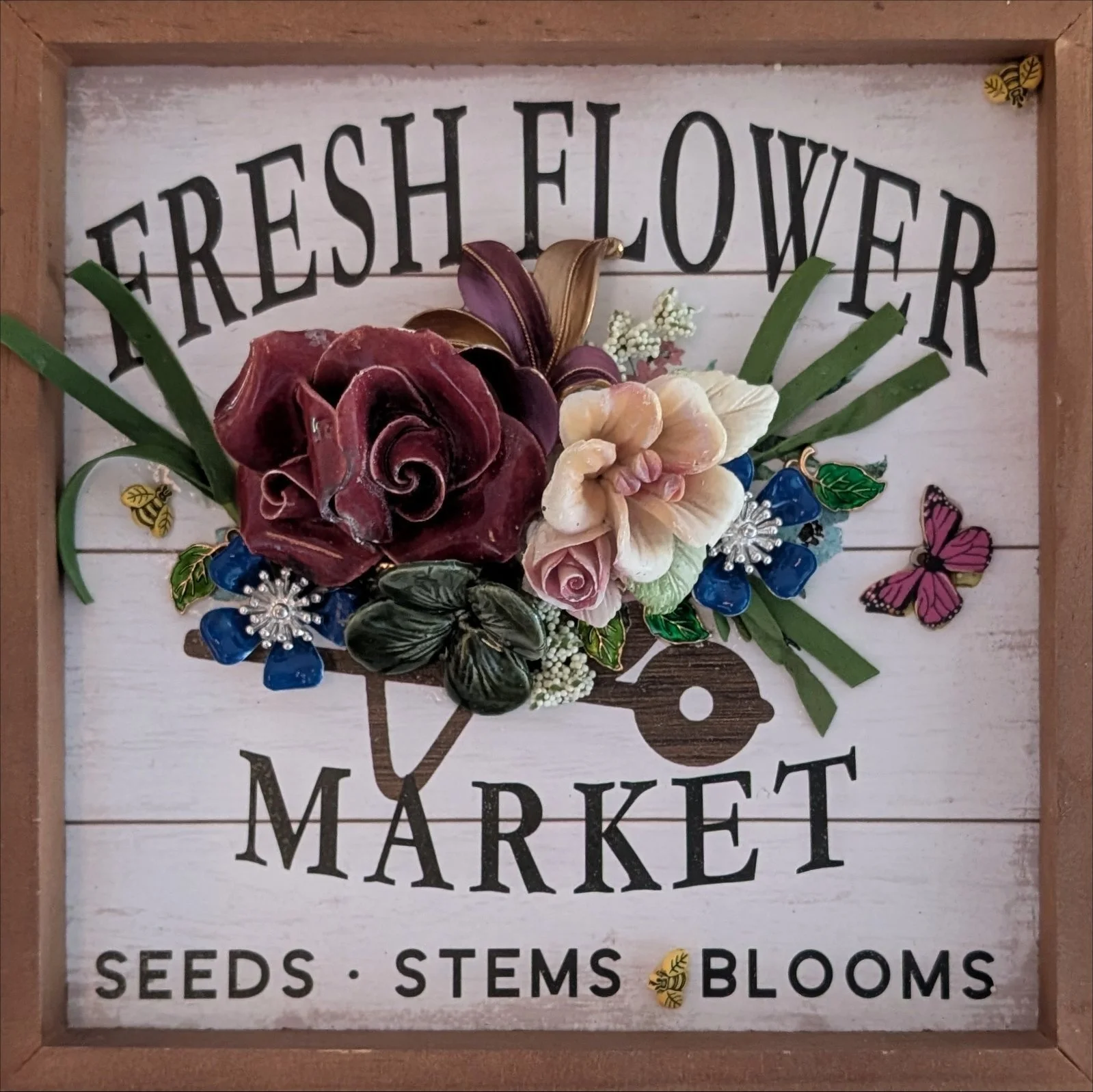 Fresh Flower Market — 3D Floral Assemblage Wall Art