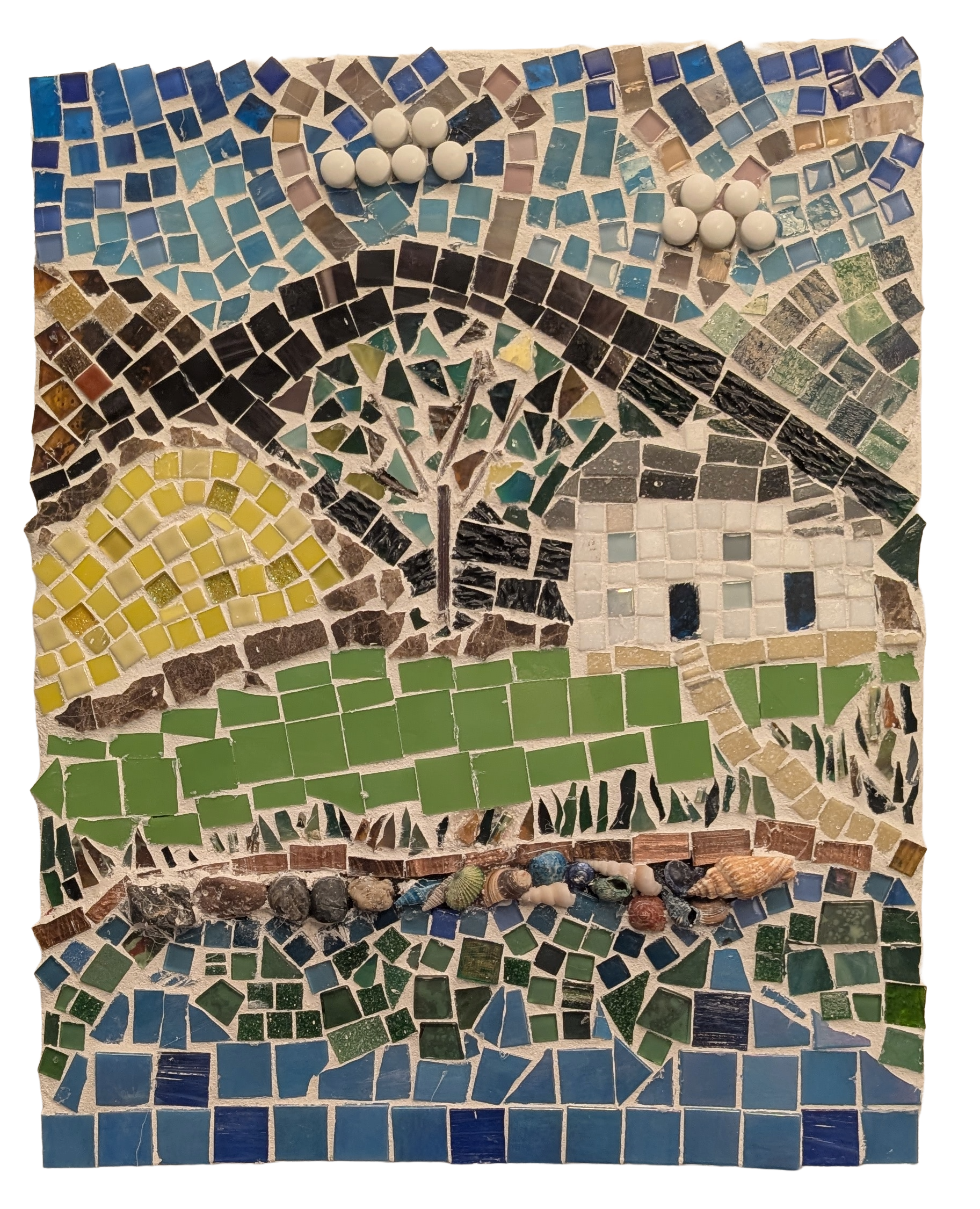Serene Countryside Mosaic Art Piece