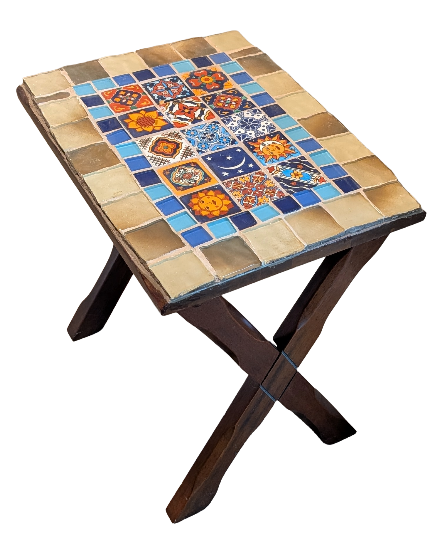 Mexican Talavera Mosaic Side Table — One of a Kind