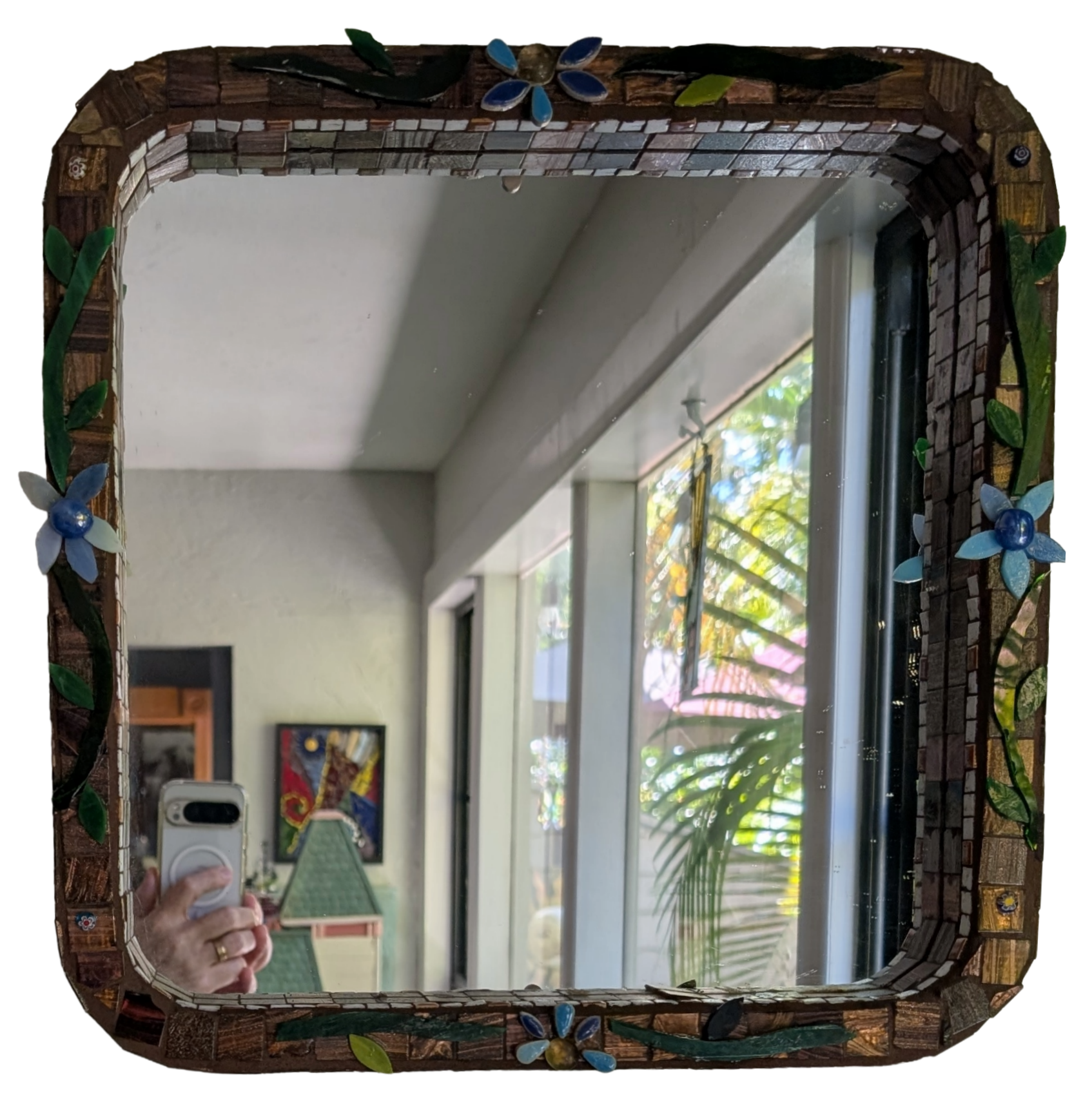 Mosaic Floral Accent Mirror