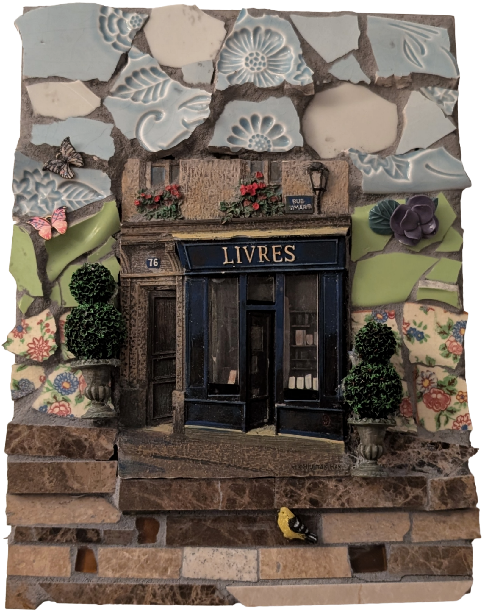 Parisian Bookstore Mosaic Art