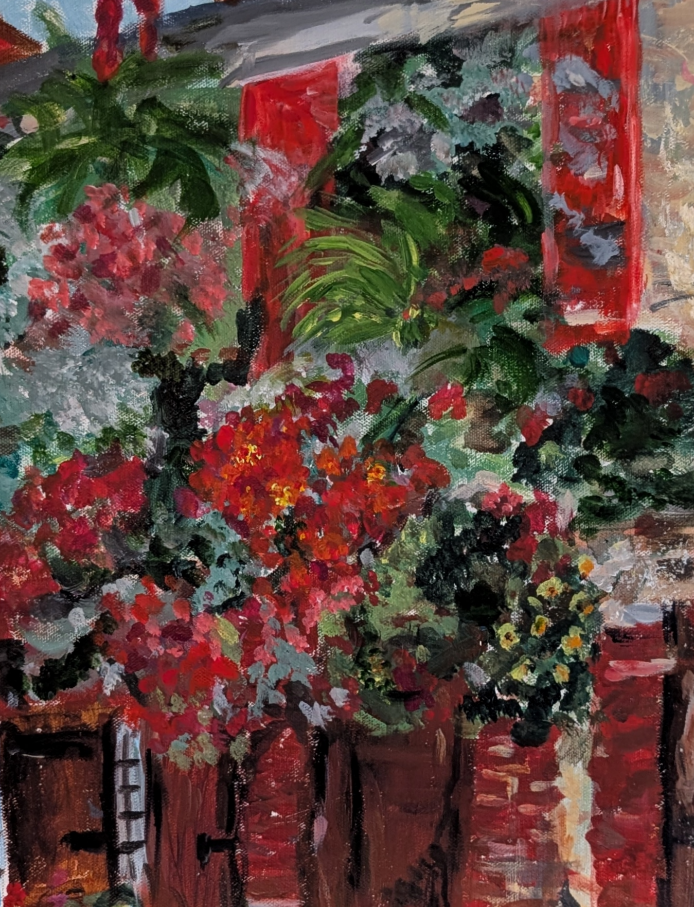 Vibrant Roses Garden Acrylic Painting