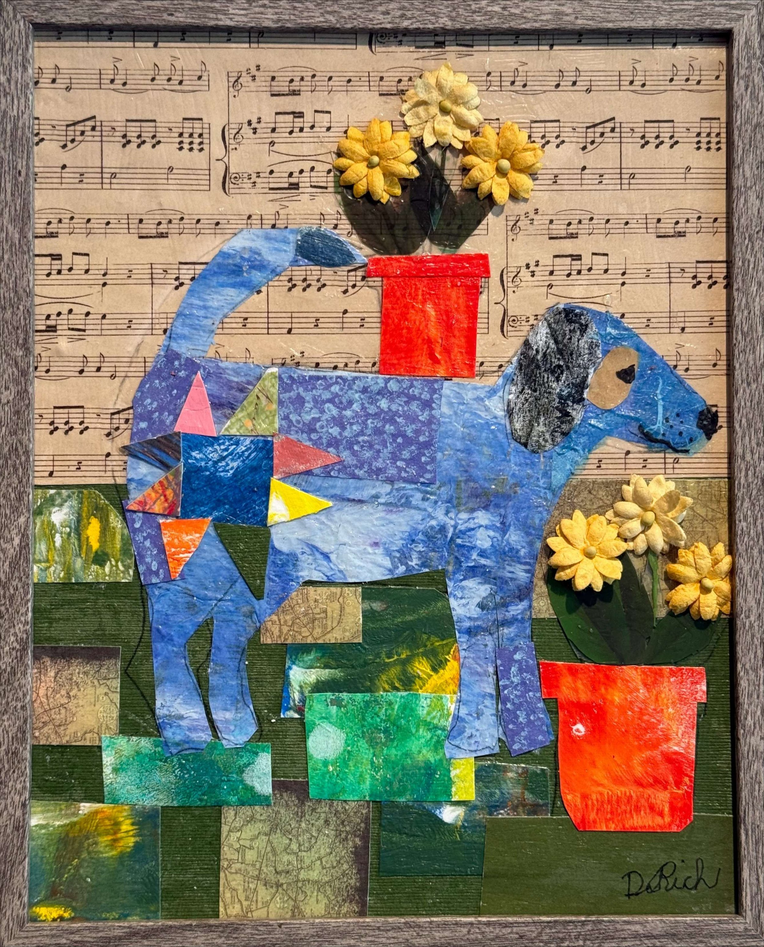 Whimsical Dog and Music Collage