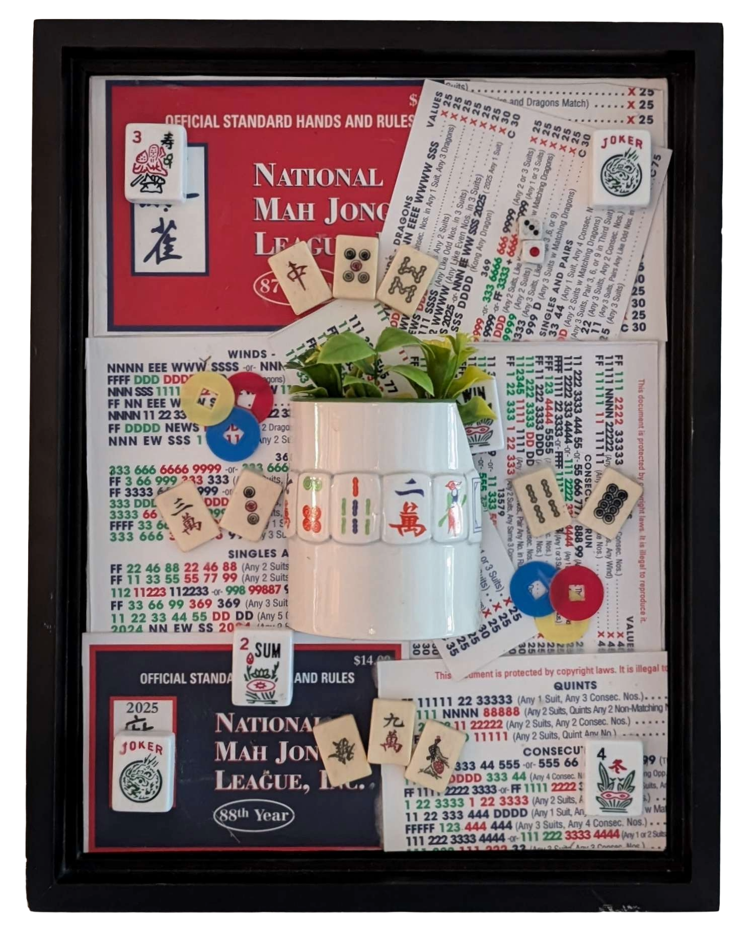 Mah Jongg at Play handcrafted 3D mixed-media assemblage art by Debbie Rich