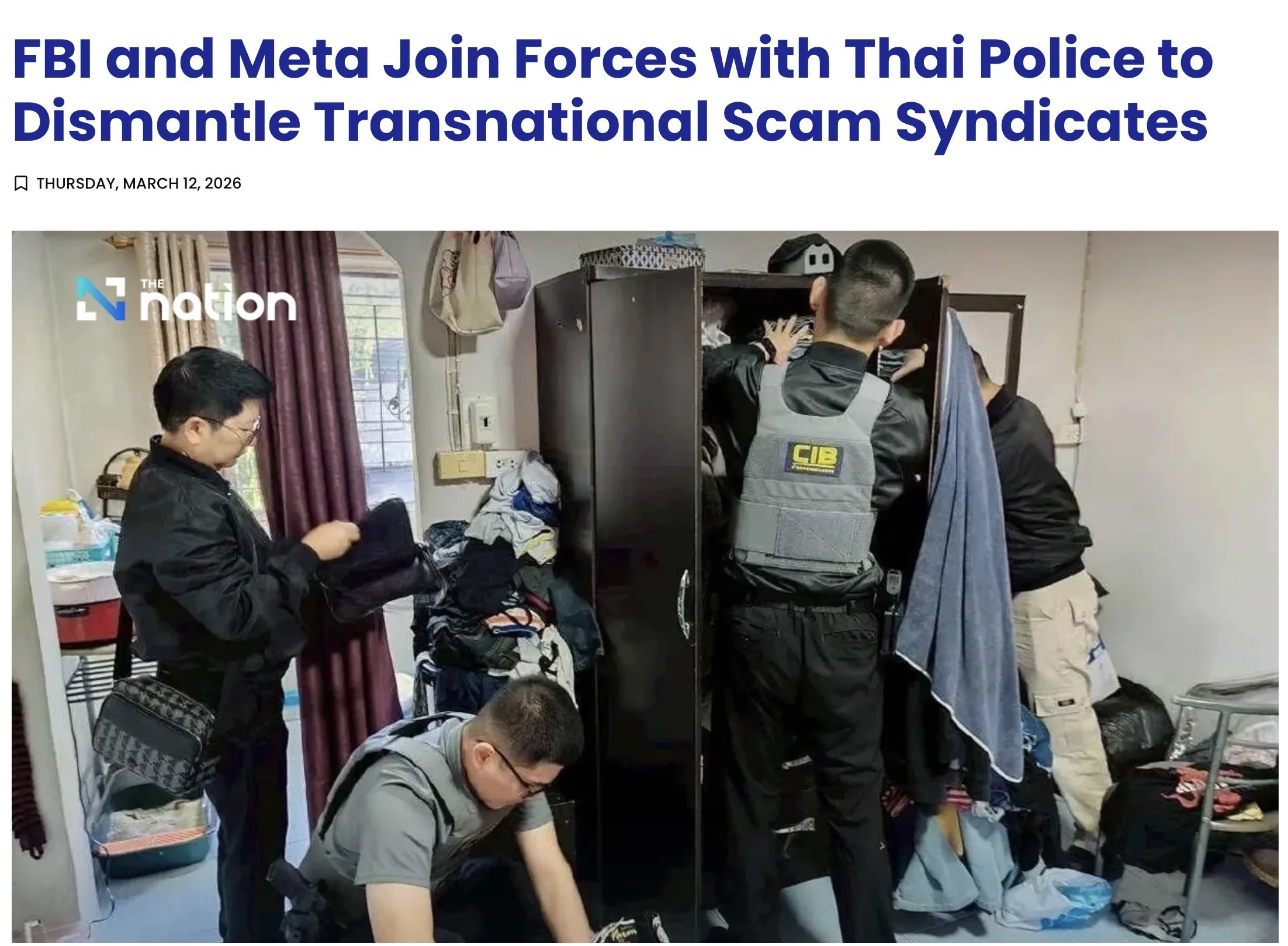 Law enforcement officers and investigators collecting evidence in a cluttered bedroom with clothes and personal items.