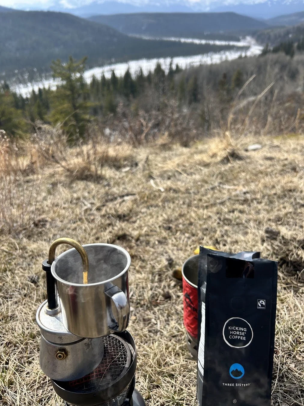 Trailside luxury: Enjoying fresh espresso with a view on a private guided Columbia Wild tour.