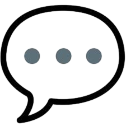 Speech bubble icon with three dots inside.