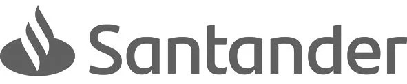 Santander bank logo in grayscale.