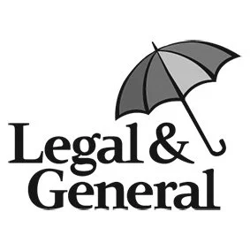 A logo with an umbrella above the text 'Legal & General'.