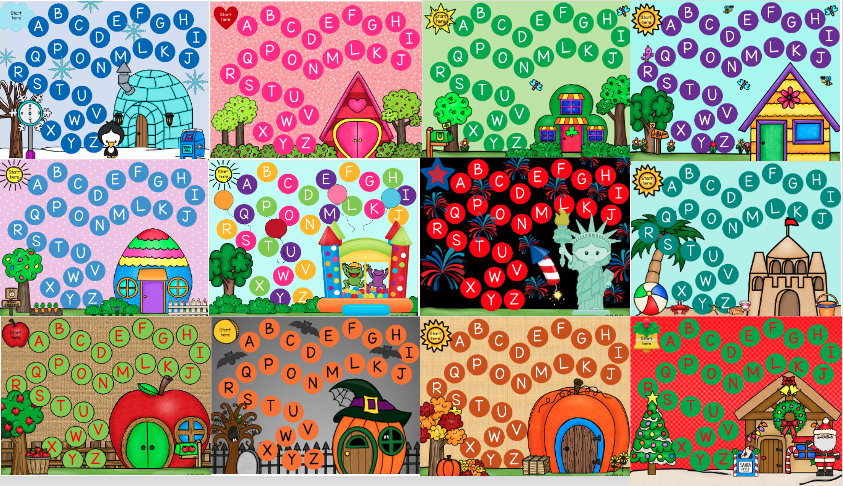 Monthly Thematic Alphabet Mats for Sensory Play