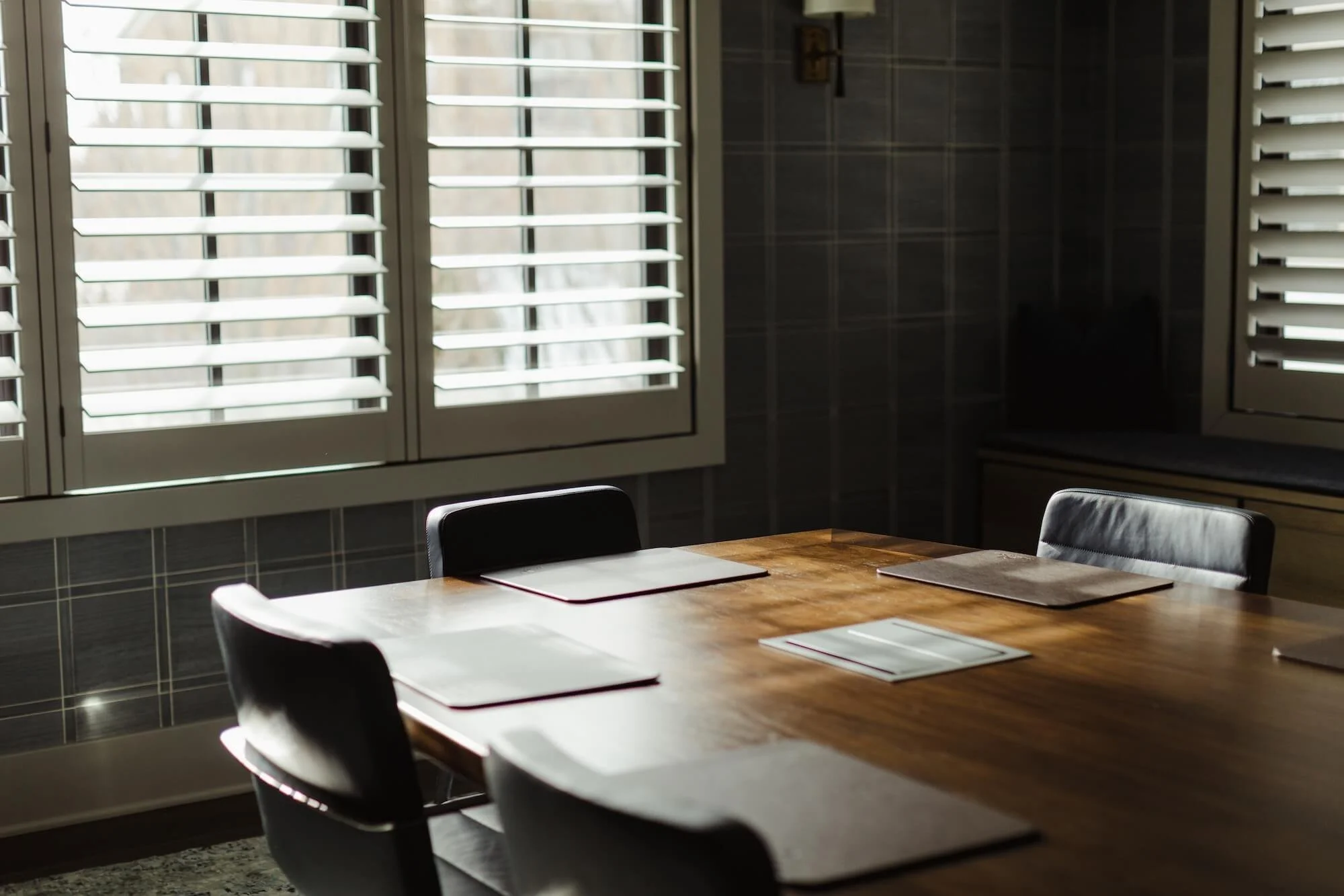 A beautiful conference room waits for Grey Dunes clients to arrive.