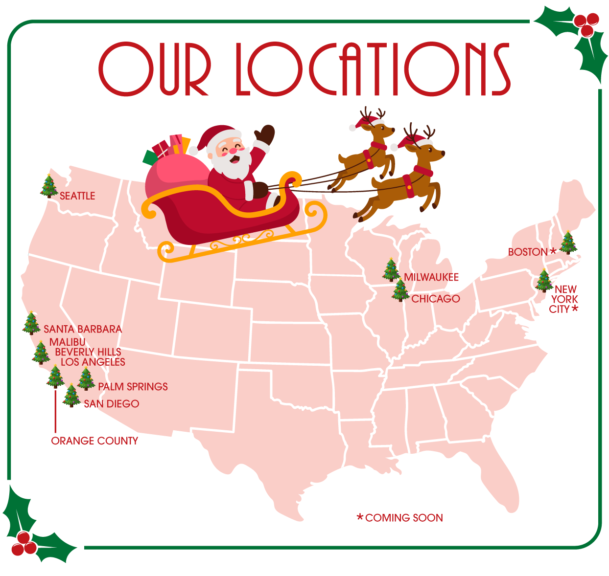 Lola Bard Holiday Locations in Los Angeles and Chicago
