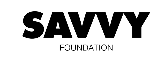 Logo for the Savvy Foundation with the word 'SAVVY' in bold black letters and 'FOUNDATION' in smaller black letters below.
