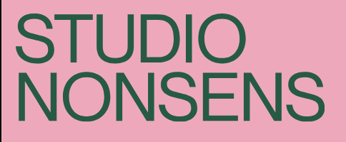 Pink background with the words 'STUDIO NONSENS' in large green text.