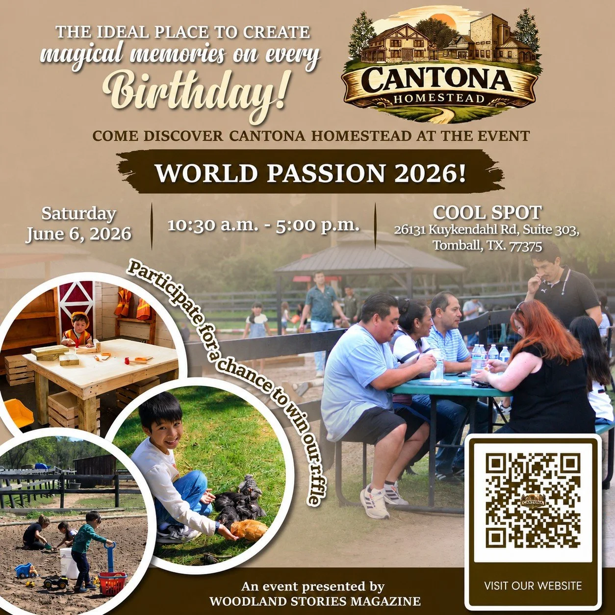 🎉 Where birthdays become unforgettable memories for the whole family! 🎉

We invite you to discover Cantona Homestead during the exciting World Cup Passion 2026 event at Cool Spot The Woodlands , hosted by Woodlandstoriesmagazine 

Stop by and visit