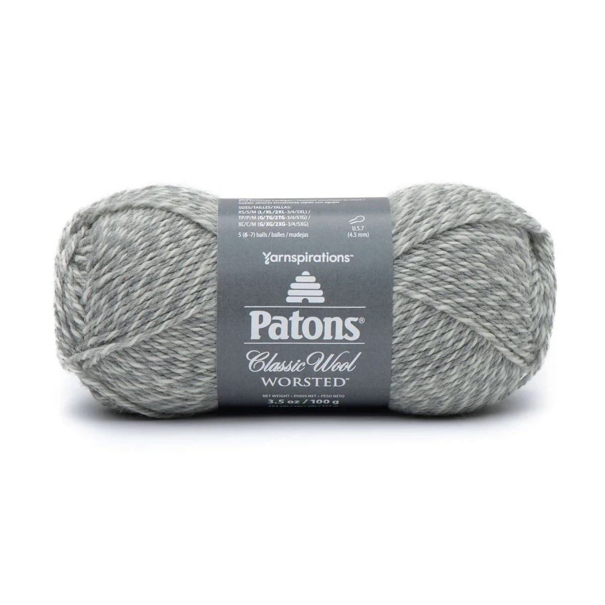 Patons Classic Wool Worsted in Grey Marl- Lot of 5