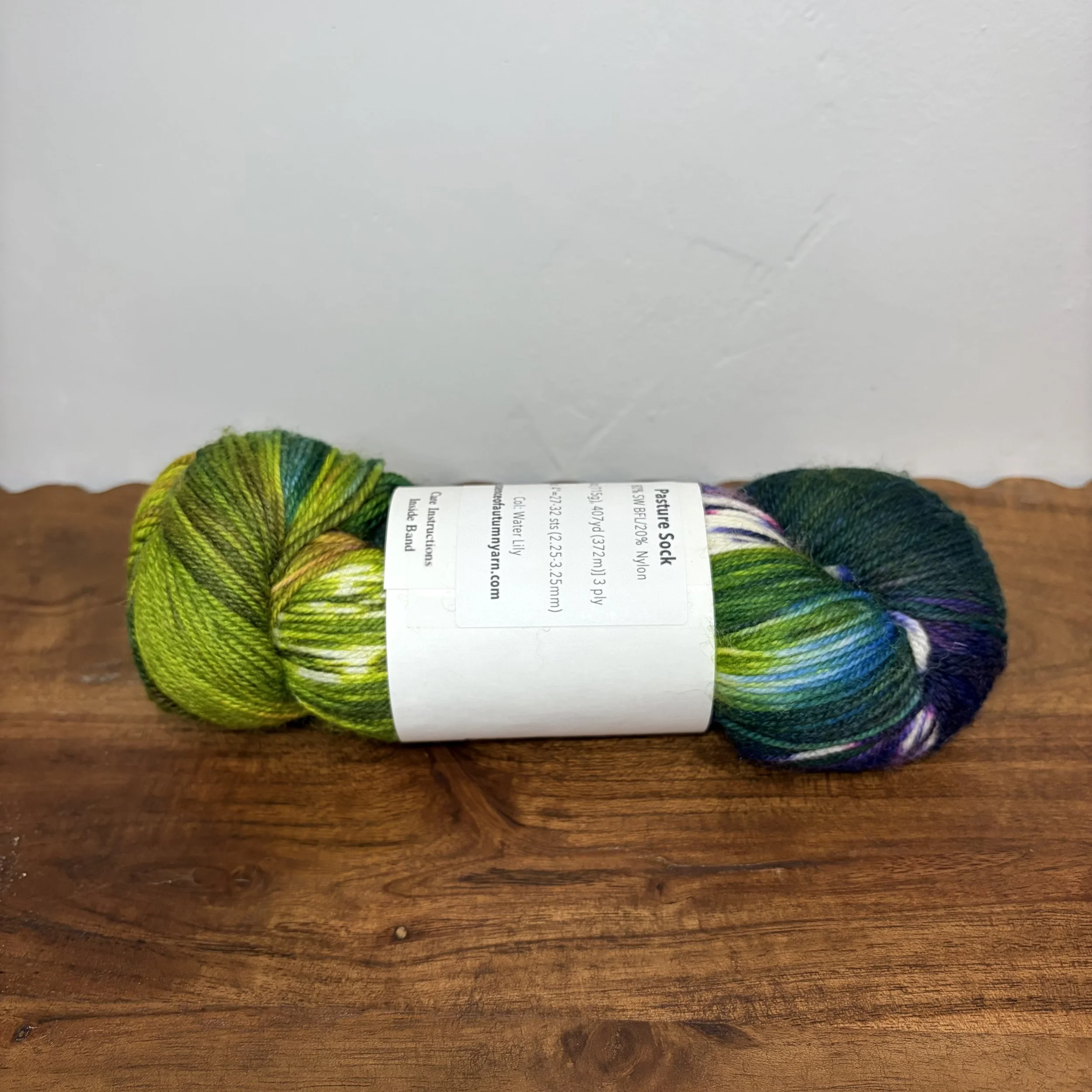 Essence of Autumn Hand Dyed Pasture Sock Yarn in Water Lily