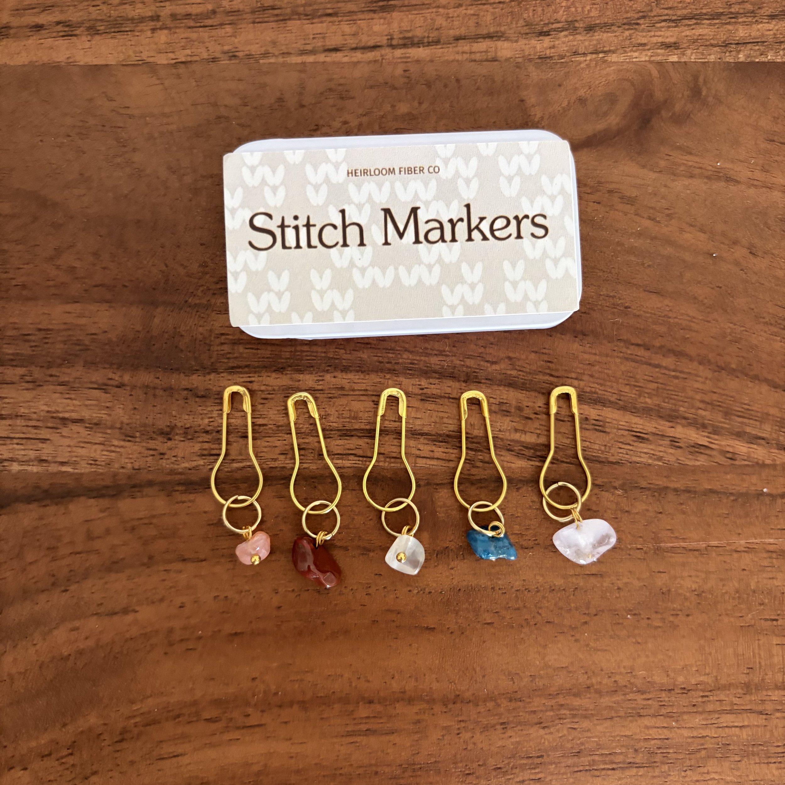 Heirloom Fiber Co. Natural Stone Locking Stitch Markers (Set of 5)