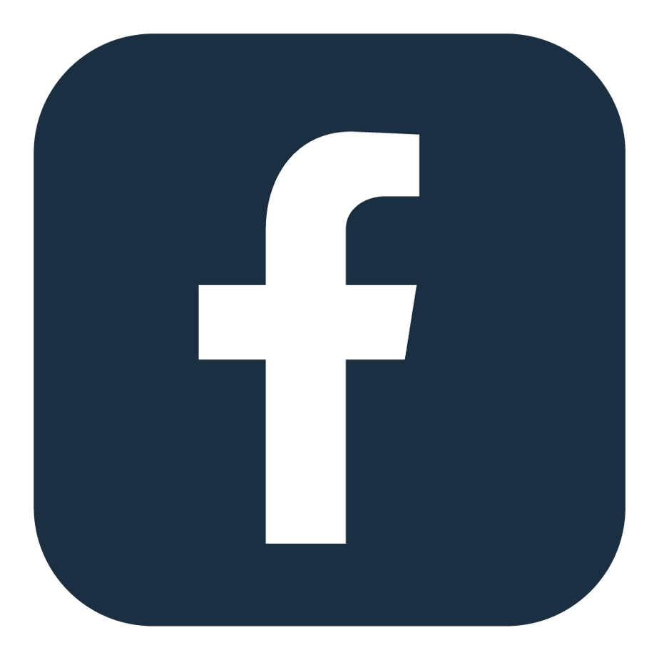 Facebook app icon with a dark blue background and white lowercase 'f' in the center.