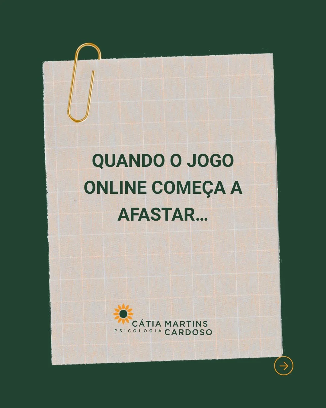 Quando os jogos online ocupam demasiado espa&ccedil;o, &eacute; importante olhar para al&eacute;m do ecr&atilde;.

Para muitas crian&ccedil;as e adolescentes, os jogos podem funcionar como:
▫️ uma fuga a emo&ccedil;&otilde;es dif&iacute;ceis;
▫️ u