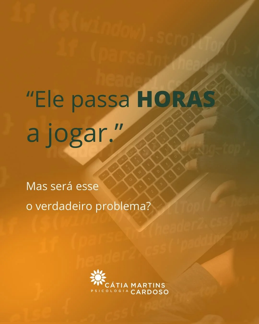 Nem sempre o problema &eacute; jogar muitas horas.

A perturba&ccedil;&atilde;o do jogo caracteriza-se sobretudo pela perda de controlo sobre o jogo, pela prioridade crescente que este assume na vida da pessoa e pela continuidade do comportamento ape