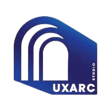 Logo with a blue stylized letter 'U' and the text 'UXARC' underneath.