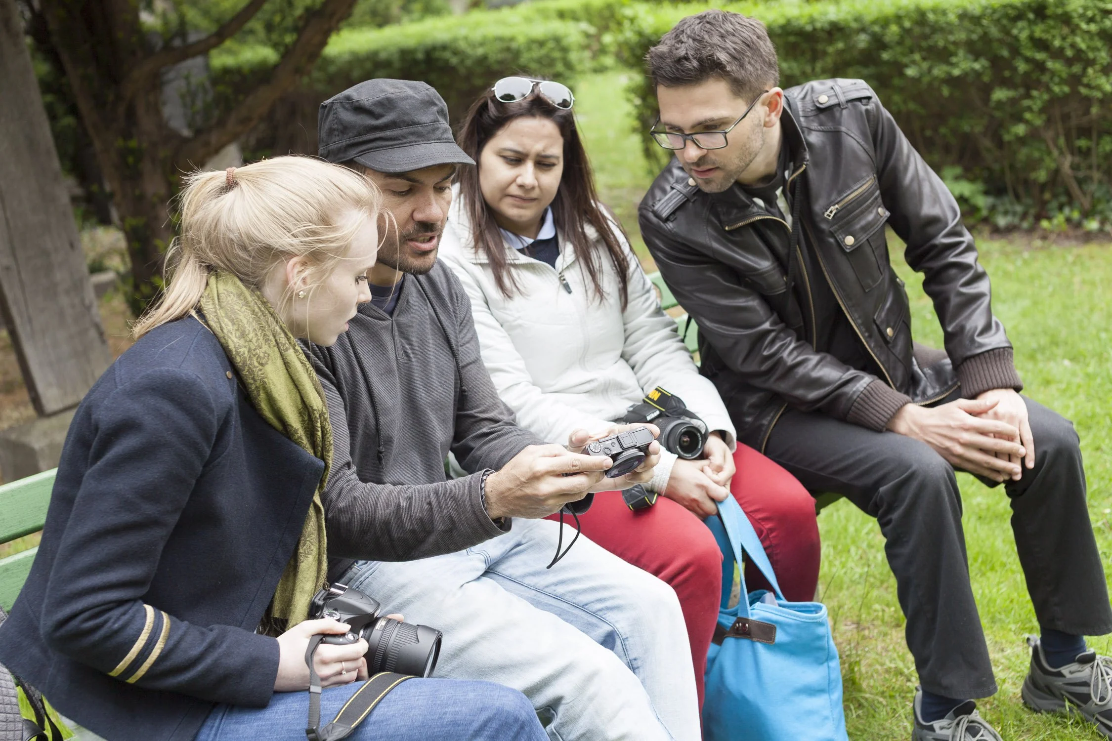 Reviewing images during photography workshop