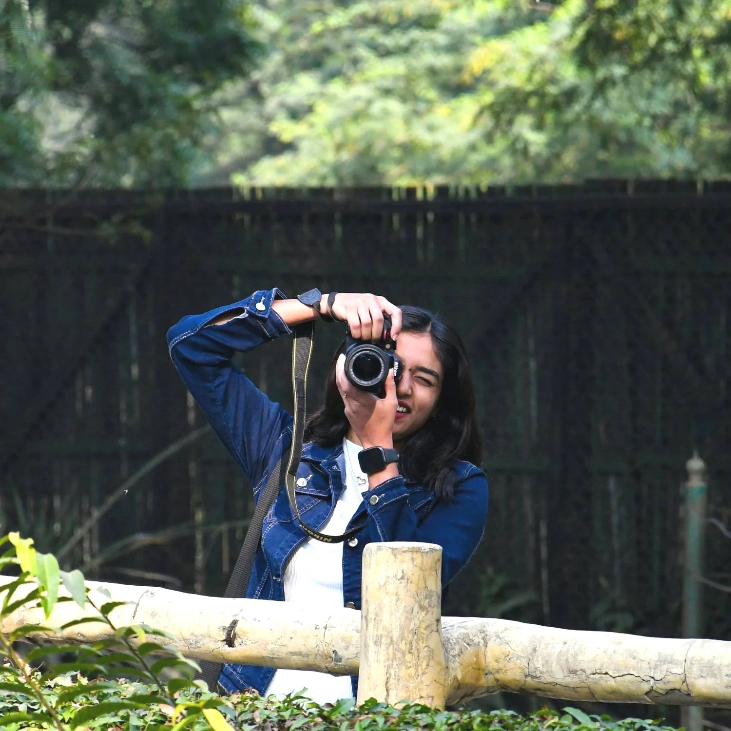 Outdoor photography practice in Barcelona city park