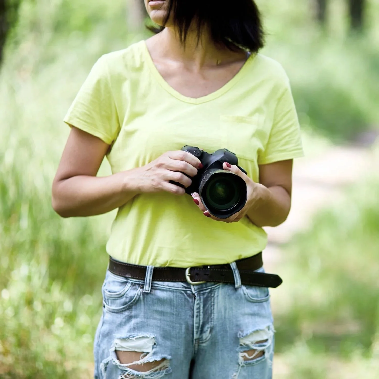 Outdoor photography practice in city park