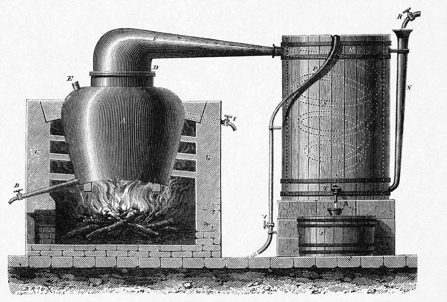 Vintage copper alembic stills