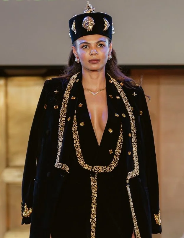 VAVA ZADI Royal Black & Gold Embroidered Ensemble