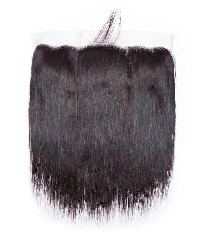 A dark brown lace frontal hairpiece with straight hair, laid flat on a white background.