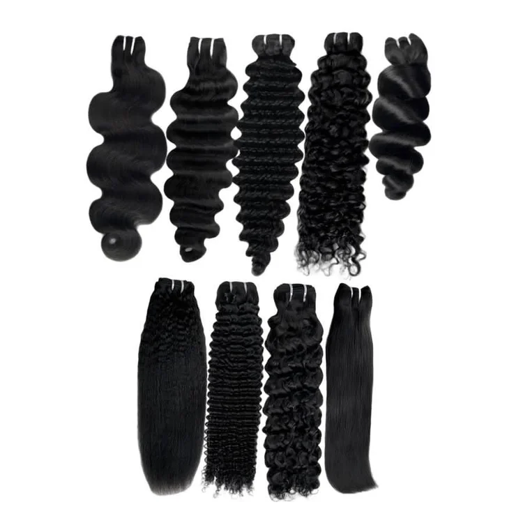 Hair bundles in straight, body wave and curly textures
