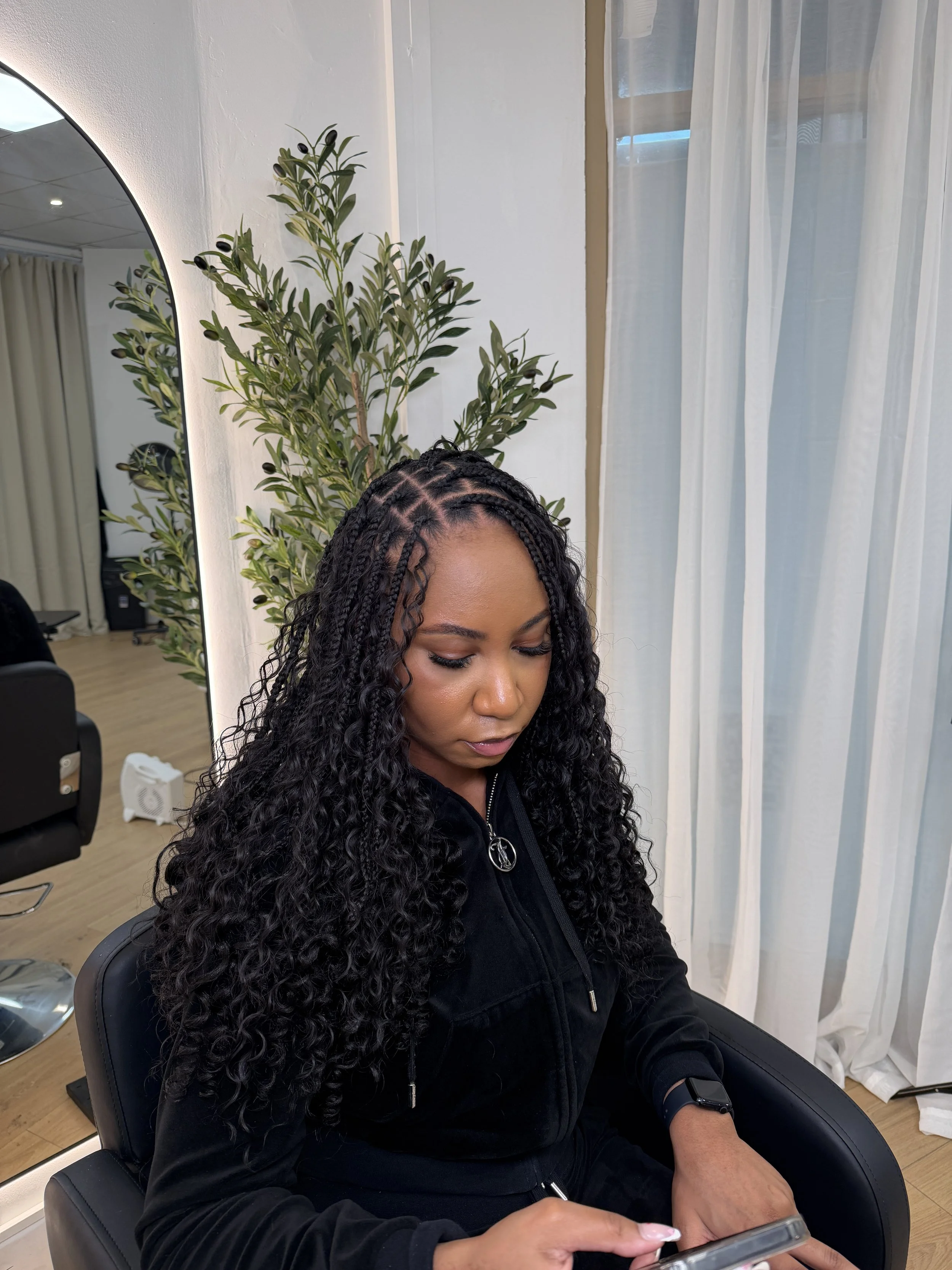 knotless boho braids in essex - amia hair studios