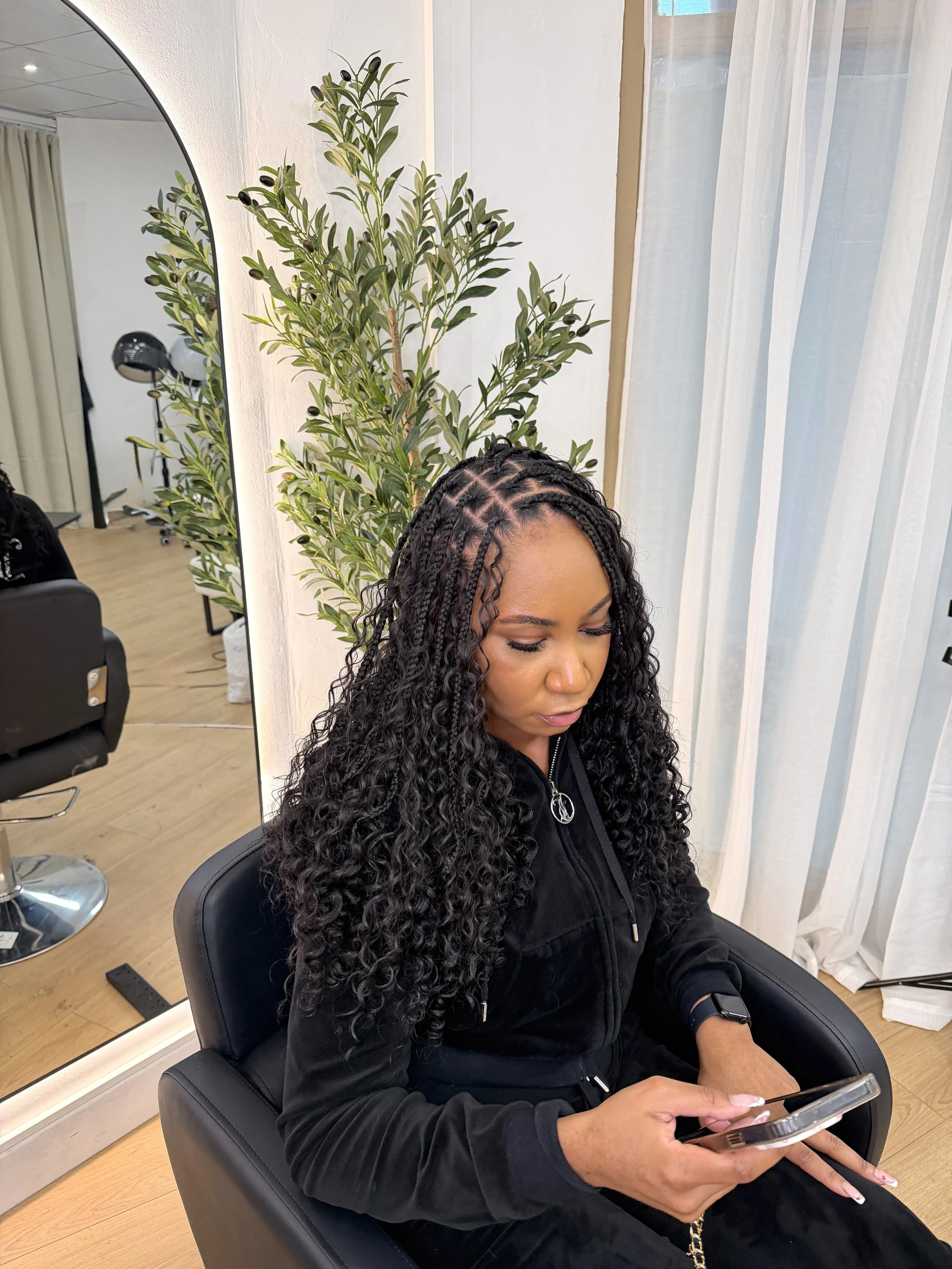 knotless boho braids in essex - amia hair studios