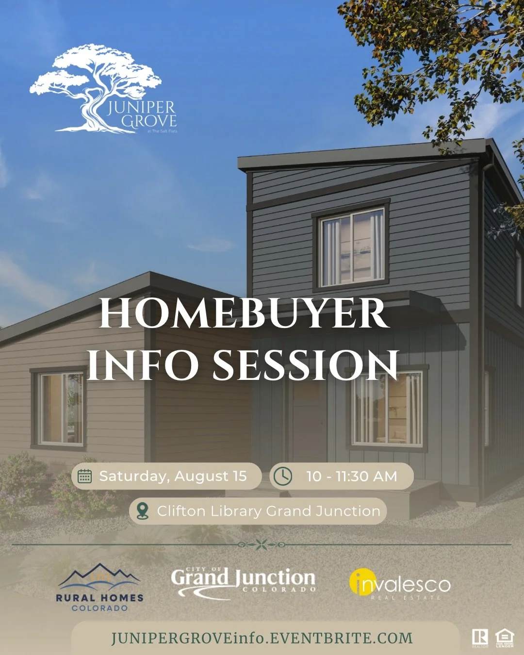 🌿 A new home. A stronger future. A place to put down roots.

Juniper Grove is creating new opportunities for attainable homeownership in Grand Junction, and it all starts with understanding the process.

Join our free Homebuyer Information Session t