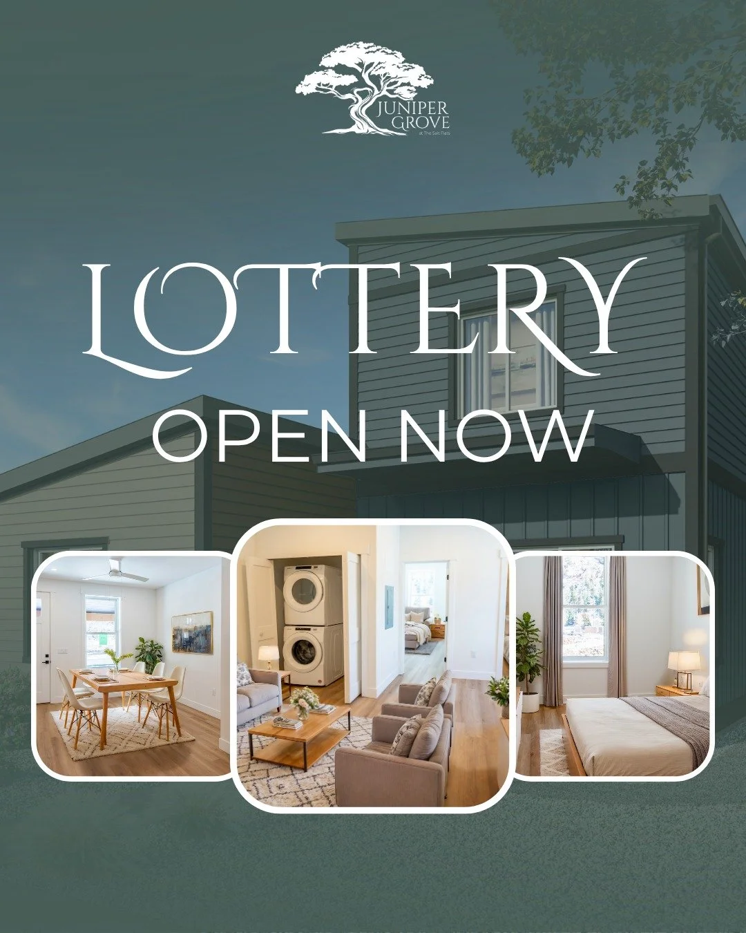 🏡 LOTTERY OPEN NOW! | &iexcl;EL SORTEO YA EST&Aacute; ABIERTO!
The Juniper Grove homeownership lottery is officially open! Visit www.junipergrovehomes.com to submit your entry. You will need a pre-qualification letter from one of our participating l