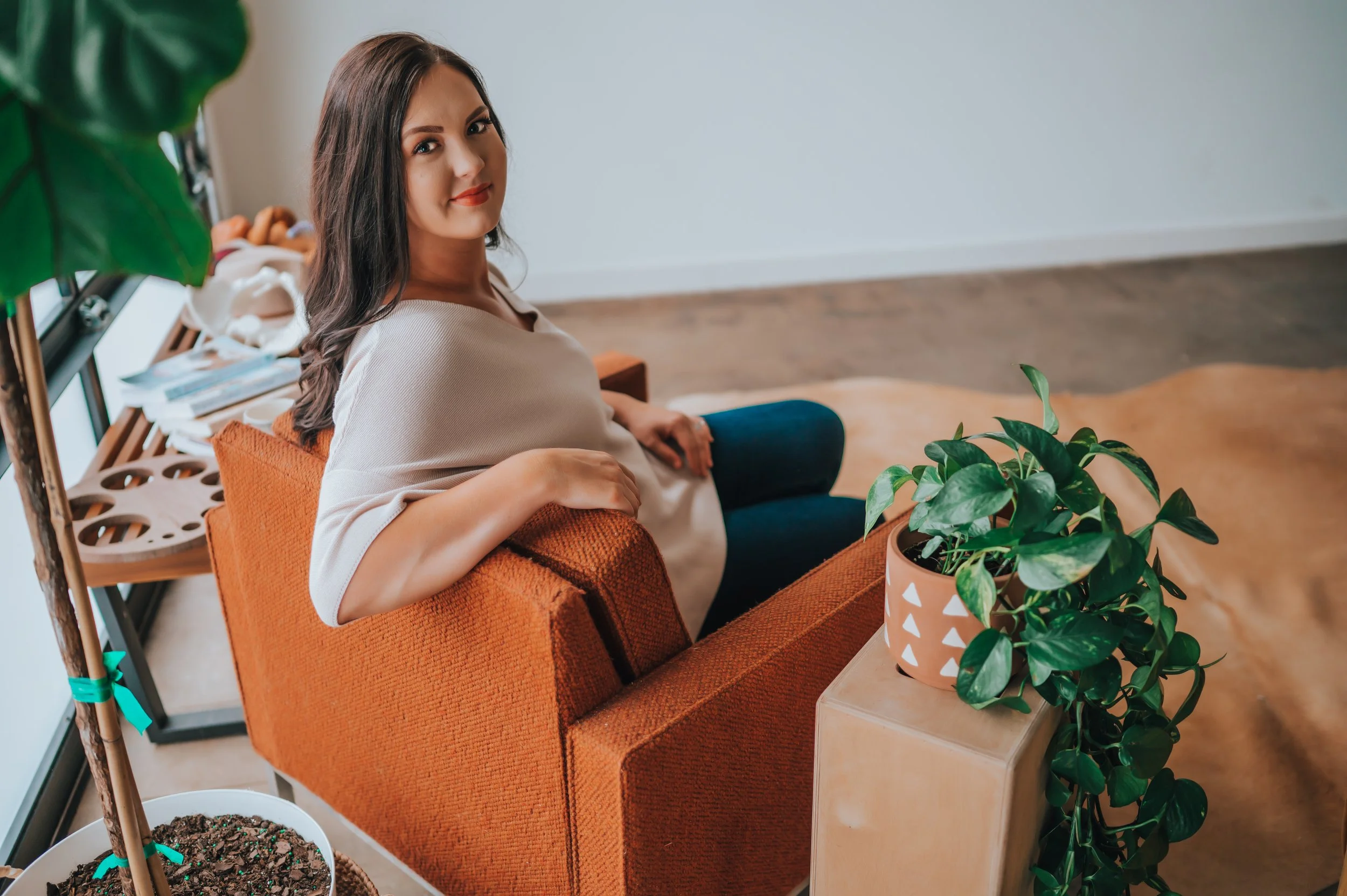 female project manager, bookkeeper, and executive assistant headshot next to inquiry button