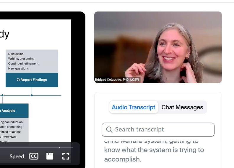 Screen capture of Dr. Colacchio presenting the Way to Well-being during an online class