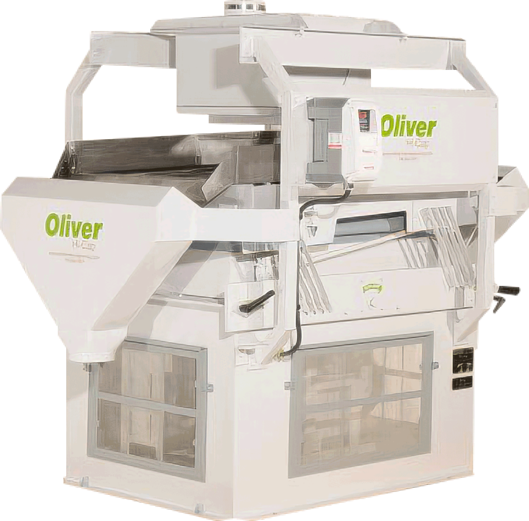 Oliver Manufacturing Hi-Cap Destoner for separating stones, metal, glass, and other heavy contaminants from lighter product streams.