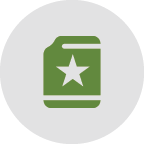 Green can with a white star on it, against a gray circular background.
