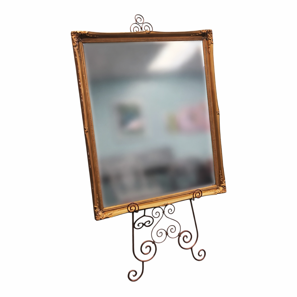 Vintage Gold Mirror & Ornate Easel Set